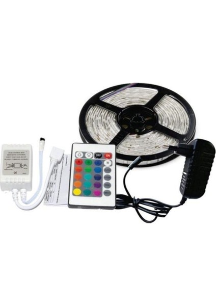 5 Metre Renkli Uzaktan Kumandalı Şerit LED Animasyonlu Adaptörlü 5 Metre Şerit LED fırsatları