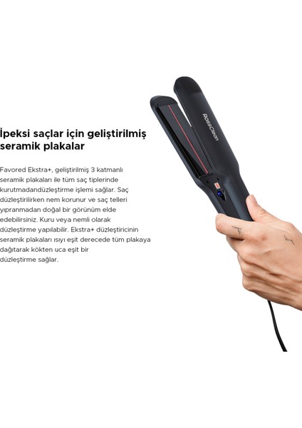 Saç Düzleştirici, Negatif Iyon, Kızılötesi Işın, LED Ekran, Siyah