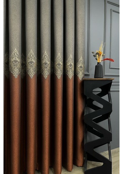 Evora Desen Pano Fon, Kiremit, 1 / 3 Sık Pileli ( Tek Kanat ) Fon, Tül, Perde, modelleri