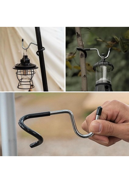 Kamp Için Çok Fonksiyonlu S-Şekilli Direk Askısı Kaymaz Paslanmaz Çelik Eşya Asma Kancası (4887)