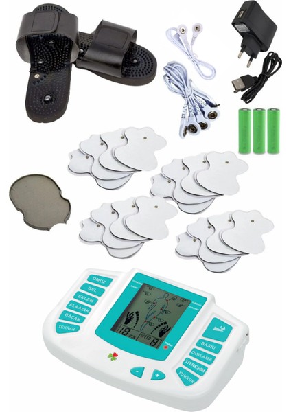 16 Pedli ve Terlikli Fizik Tedavi Tens Cihazı Masaj Aleti (Türkçe Menü)