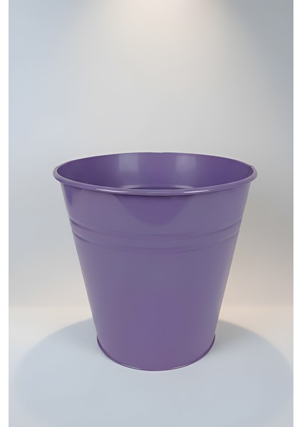 Konik Metal Saksı & Vazo Mor - 23 cm Dekoratif Çok Amaçlı Renkli Çiçeklik (23X23/16 Cm)