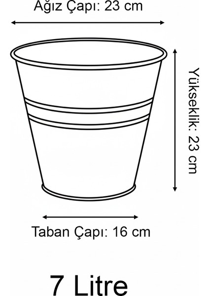 Konik Metal Saksı & Vazo Mor - 23 cm Dekoratif Çok Amaçlı Renkli Çiçeklik (23X23/16 Cm) modelleri