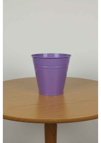 Konik Metal Saksı & Vazo Mor - 23 cm Dekoratif Çok Amaçlı Renkli Çiçeklik (23X23/16 Cm) fırsatları