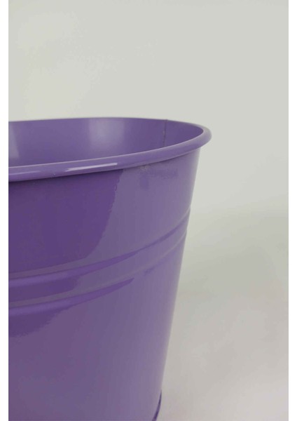 Konik Metal Saksı & Vazo Mor - 23 cm Dekoratif Çok Amaçlı Renkli Çiçeklik (23X23/16 Cm)