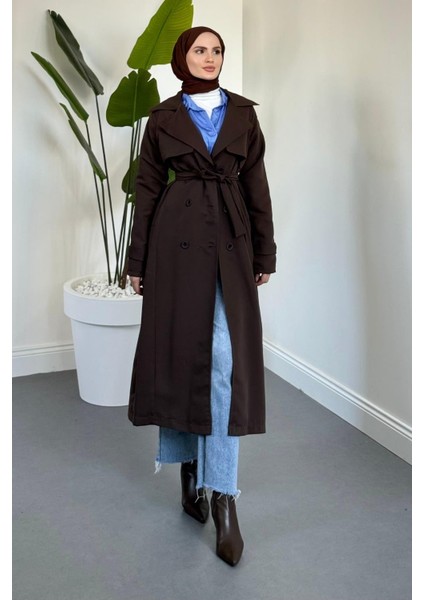 Mivora Astarlı Gabardin Trençkot Kahverengi modelleri