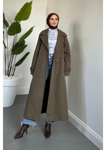 Helora Arka A Pile Düğmeli Trençkot Haki modelleri