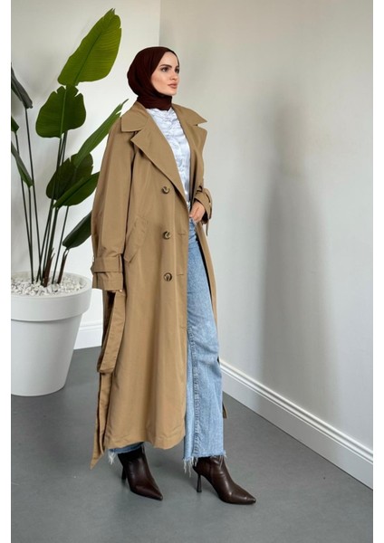 Helora Arka A Pile Düğmeli Trençkot Camel modelleri