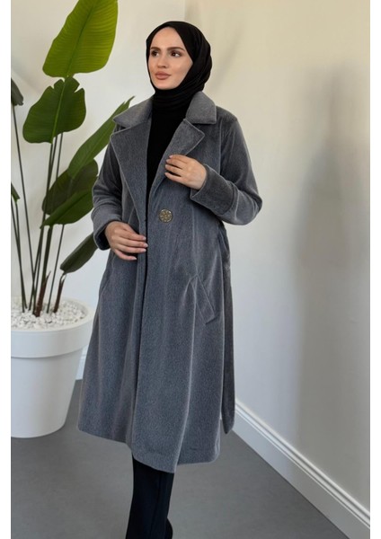 Fringe Astarlı Kaşmir Kaşe Kaban Füme modelleri