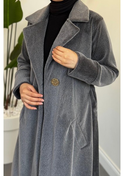 Fringe Astarlı Kaşmir Kaşe Kaban Füme fırsatları