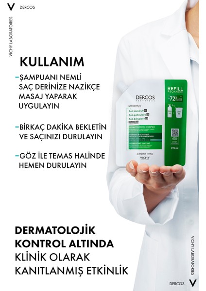 Asfstore Vichy Dercos Anti Dandruff Normal ve Yağlı Saçlar Için Kepek Karşıtı Şampuan Refill 390 ml