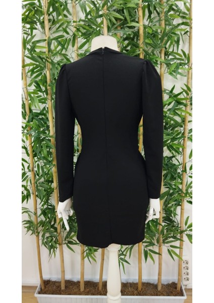 Kadın Uzun Kollu Bisiklet Yaka Bel Kemer Detay Ithal Krep Elbise