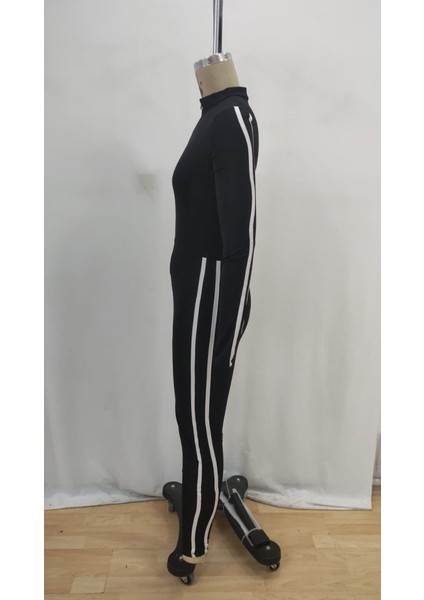 Kadın Uzun Kollu Önden Fermuarlı Şardonlu Dalgıç Tulum