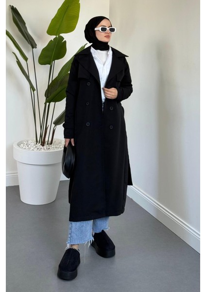 Mivora Astarlı Gabardin Trençkot Siyah modelleri