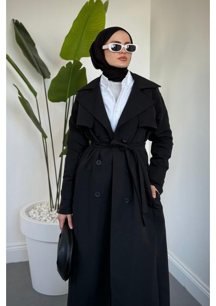 Mivora Astarlı Gabardin Trençkot Siyah indirimleri