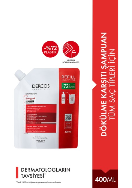 Asfstore Vichy Dercos Energisant Saç Dökülmesine Karşı Şampuan Refill 400 ml