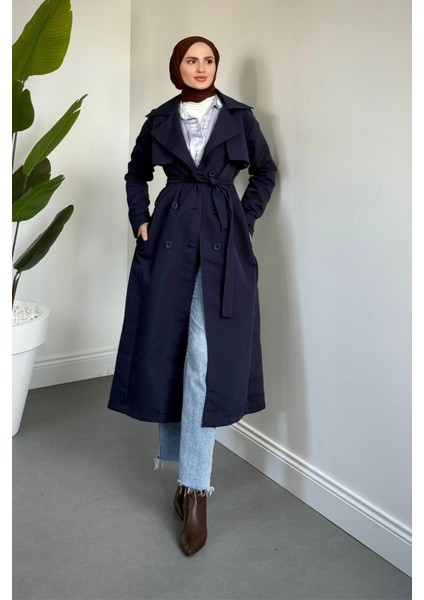 Mivora Astarlı Gabardin Trençkot Lacivert modelleri
