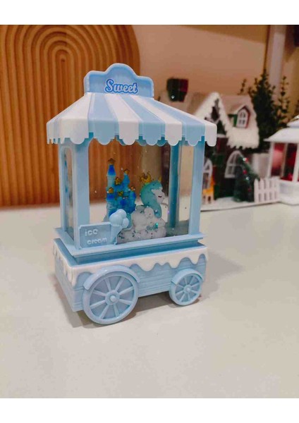 Unicorn Mini Kar Küre LED Işıklı, Müzikli, Pilli Dondurma Arabası Tasarımlı, Simli Su Küresi Dekoratif Hediyelik Eşya fiyatları