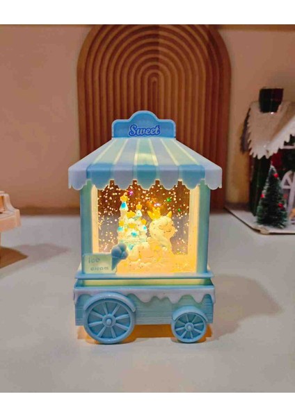 Unicorn Mini Kar Küre LED Işıklı, Müzikli, Pilli Dondurma Arabası Tasarımlı, Simli Su Küresi Dekoratif Hediyelik Eşya indirimleri
