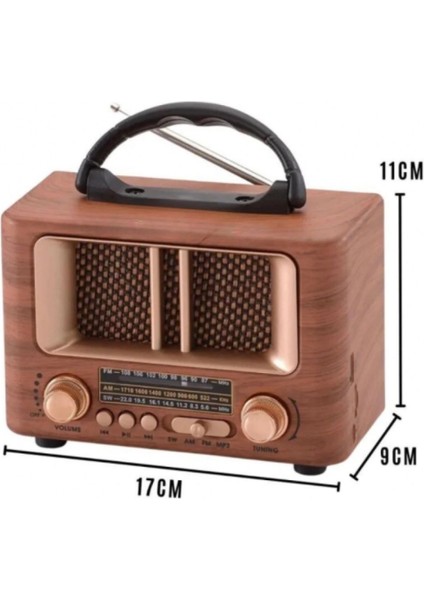 Küçük Mini Boy Retro Ahşap Tasarım Bluetooth Hoparlörlü Radyo – Fm/am Destekli, Şarjlı ve Taşınabilir Radyo NS-8108 (4887) indirimleri