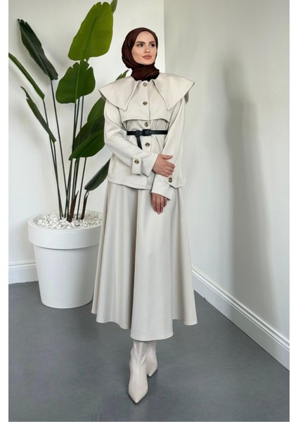 Jose Kemerli Etekli Takım Krem
