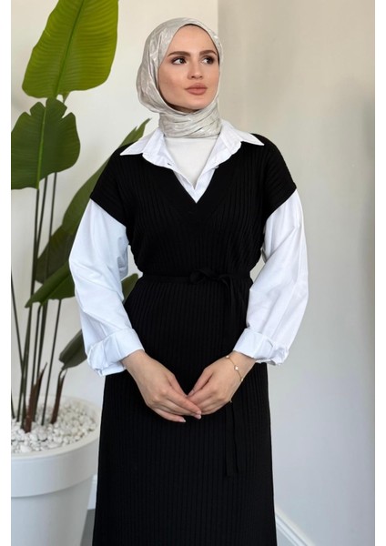 Edoril Triko Gömlek Elbise Siyah fiyatları