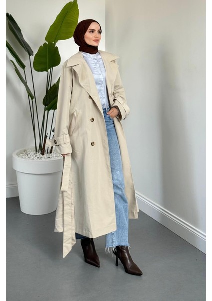 Helora Arka A Pile Düğmeli Trençkot Krem fiyatları