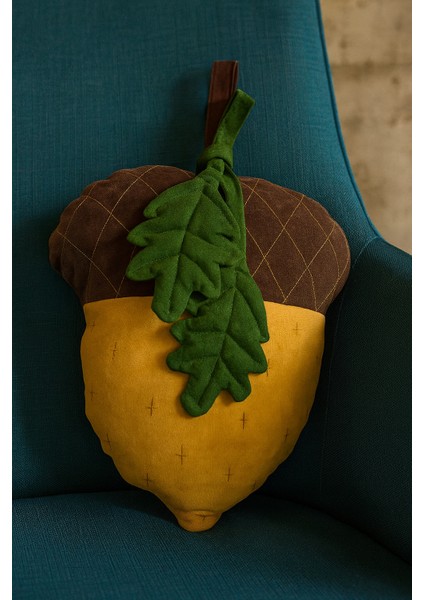 Dekoratif Meşe Palamudu Yastık (Hardal)