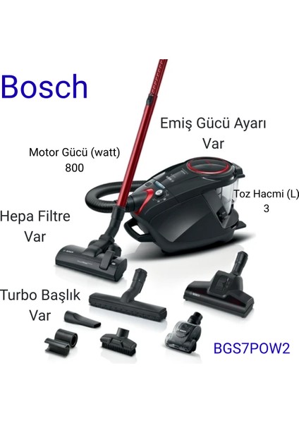 Serie 8 BGS7POW2 800 W Toz Torbasız Elektrikli Süpürge