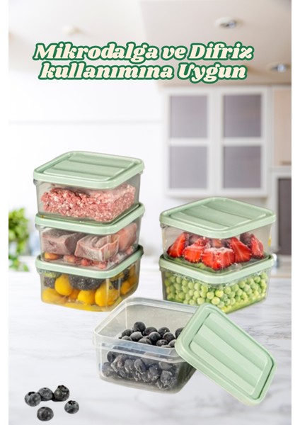 6'lı Buzdolabı Düzenleyici Organizeri Mikrodalgaya Uygun Difriz Saklama Kabı (6X775ML) indirimleri