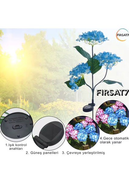2 Adet Dekoratif Güneş Enerjili Çiçek LED Lamba Bahçe Aydınlatması Kazıklı Solar LED Çiçek Lamba modelleri