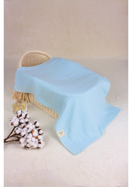 ® Müslin Örtü Bebek 2'li Set Okyanus Desen - Mint Renk 2 Katlı %100 Organik Pamuk 110X110 cm modelleri