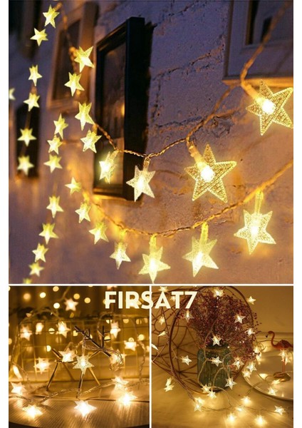 Güneş Enerjili Yıldız LED 8 Fonksiyonlu 7 Metre 30 Yıldız Günışığı IP65 Solar Iç ve Dış Mekan LED modelleri