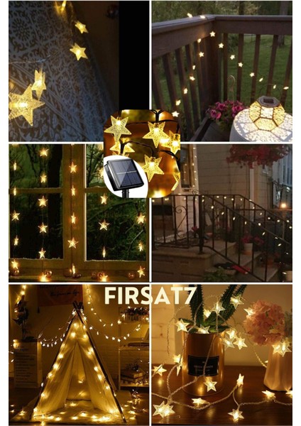 Güneş Enerjili Yıldız LED 8 Fonksiyonlu 7 Metre 30 Yıldız Günışığı IP65 Solar Iç ve Dış Mekan LED