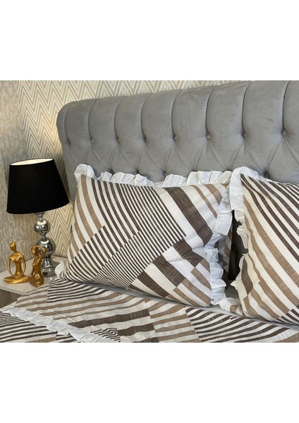 Kahverengi Renkli, Fırfırlı Yastık Kılıfı fiyatları