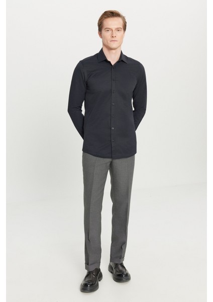 Pamuklu Regular Fit Normal Kesim Klasik Yaka Armürlü Gömlek fiyatları