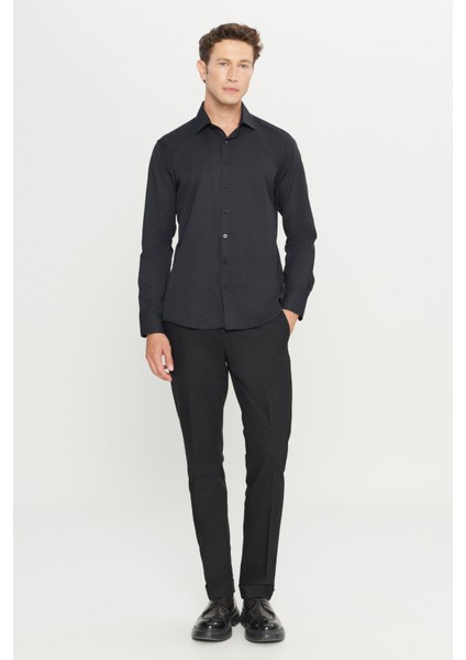 Pamuklu Slim Fit Dar Kesim Klasik Yaka Armürlü Gömlek fiyatları