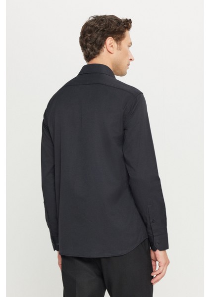 Pamuklu Slim Fit Dar Kesim Klasik Yaka Armürlü Gömlek indirimleri