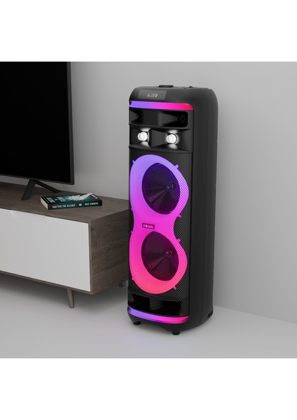 MD-64BT 60W 1 Adet Kablosuz Mikrofonlu Usb+Tf+Tws+Aux+Bt Destekli Siyah Ses Sistemi indirimleri