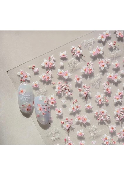 Kiraz Çiçeği Tırnak Süsleme Stickerı Nail Art Süslemeleri