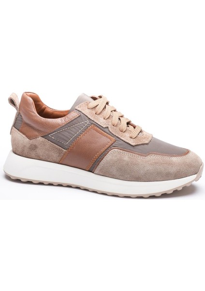 Erkek Hakiki Deri Süet Sneaker Paraşüt Detaylı Vizon Zerox modelleri