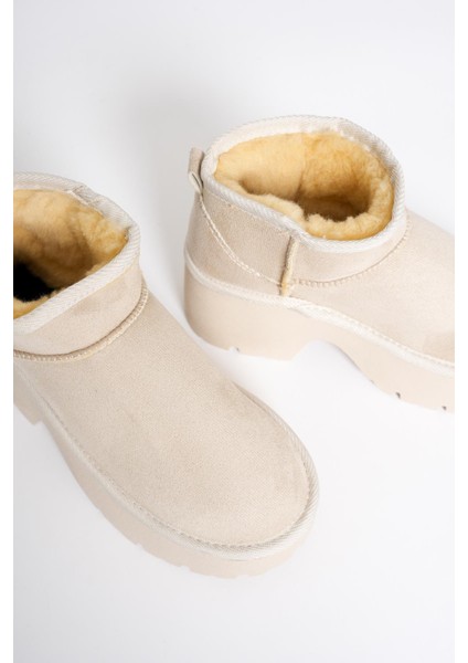 Kadın Süet Bot Kalın Topuklu Bej Ria fiyatları