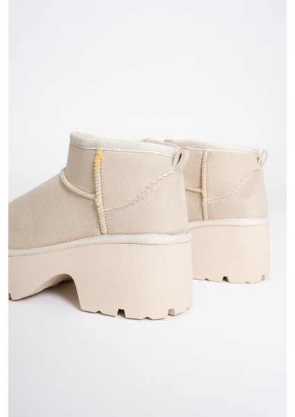 Kadın Süet Bot Kalın Topuklu Bej Ria fırsatları