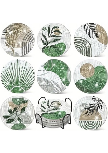 Bahar Temalı Elmas Boyama Bardak Altlığı Seti – 8 Parça, DIY Kendin Yap