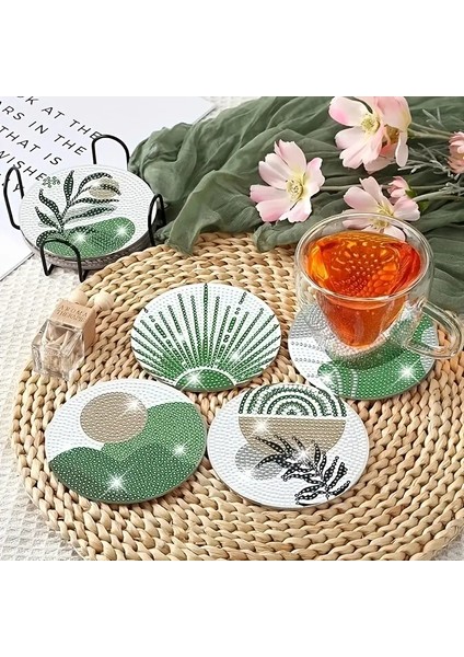 Bahar Temalı Elmas Boyama Bardak Altlığı Seti – 8 Parça, DIY Kendin Yap fiyatları