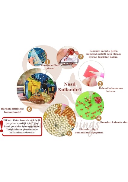 Bahar Temalı Elmas Boyama Bardak Altlığı Seti – 8 Parça, DIY Kendin Yap fırsatları