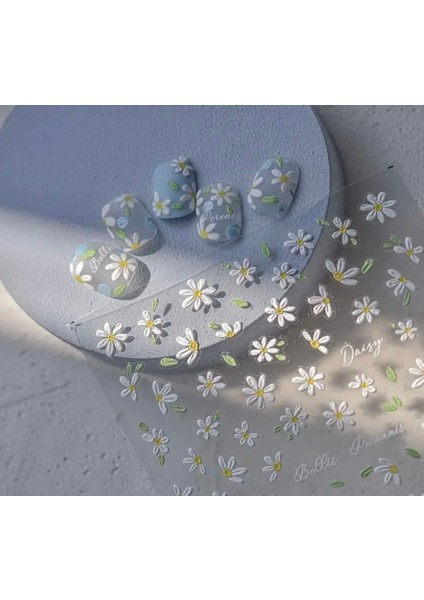 5d Kabartmalı Papatya Desenli Tırnak Süsleme Stickerı Nail Art Süslemeleri fiyatları