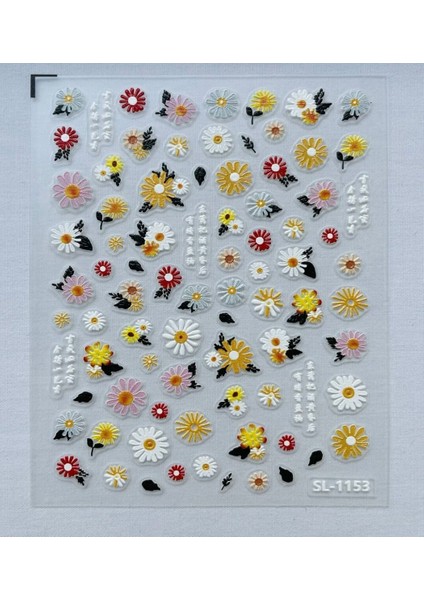 5d Kabartmalı Bahar Çiçekleri Tırnak Süsleme Stickerı Nail Art Süslemeleri