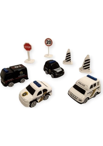 Iş Makinaları 8 Parça Araç Seti - Polis Seti (Lisinya)