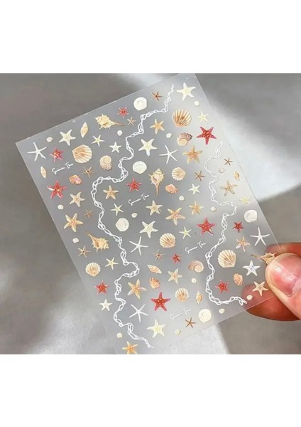 Deniz Kabuğu Tırnak Süsleme Stickerı Nail Art Süslemeleri modelleri